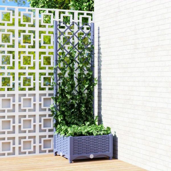 Outdoor Weather- Resistant Garden Planter with Trellis for Climbing Plants - Large Capacity Flower Pot and Container for Outdoor Gardening 15. 5. 7x47. 8 PP