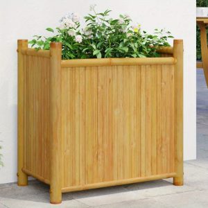 Bamboo Planter Stylish 19. 7 Inch Indoor Outdoor Garden Pot Eco Friendly Decorative Container Large Size