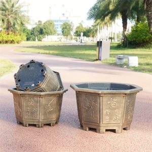 2pcs, Freight-27 Inches/2 Pieces-resin Flower Pots With Drainage Holes And Painted Process, Thick And Durable Octagonal Flower Pots