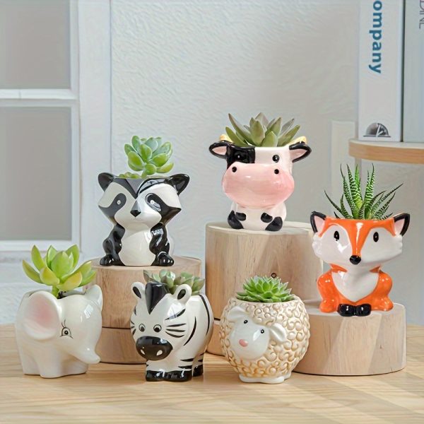 1 Set, Ceramic Cartoon Flower Pot Simple Cute Cartoon Succulent Flower Pot Creative Home Gardening Pot, Creative Pots, Super Beautiful Flower Pot, Indoor Outdoor Home Decor Garden Patio