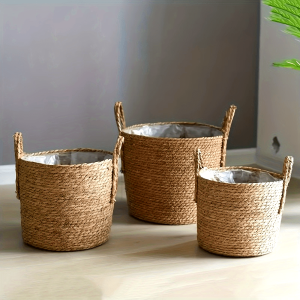 1 Set, Woven Flower Pots, Woven Nordic Plant Flower Pots, Extra Large Flower Pot Sets, High-end Woven Storage Baskets