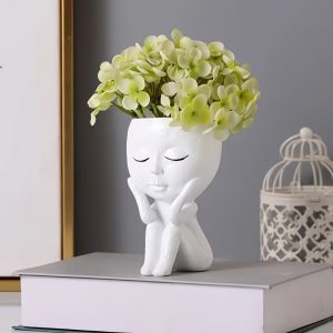 1pc, Small Cute Flower Pot Decoration Ornament, Flower Pot Indoor Modern Decorative Pots For Plants With Drainage Hole And Tray For Garden Statue Decorations Ornaments